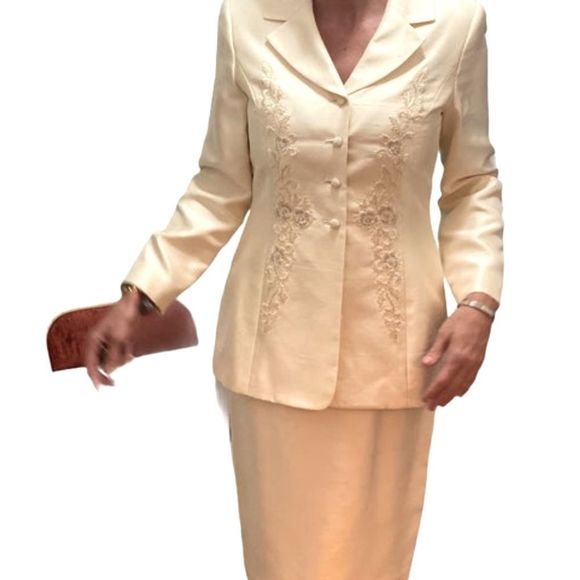 Vintage Albert Nipon Silk Evening Suit 2 Piece - Picture 5 of 13